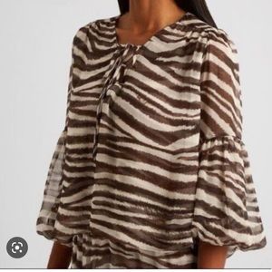 Misa Los Angeles Zebra Print Blouse - Brown and White